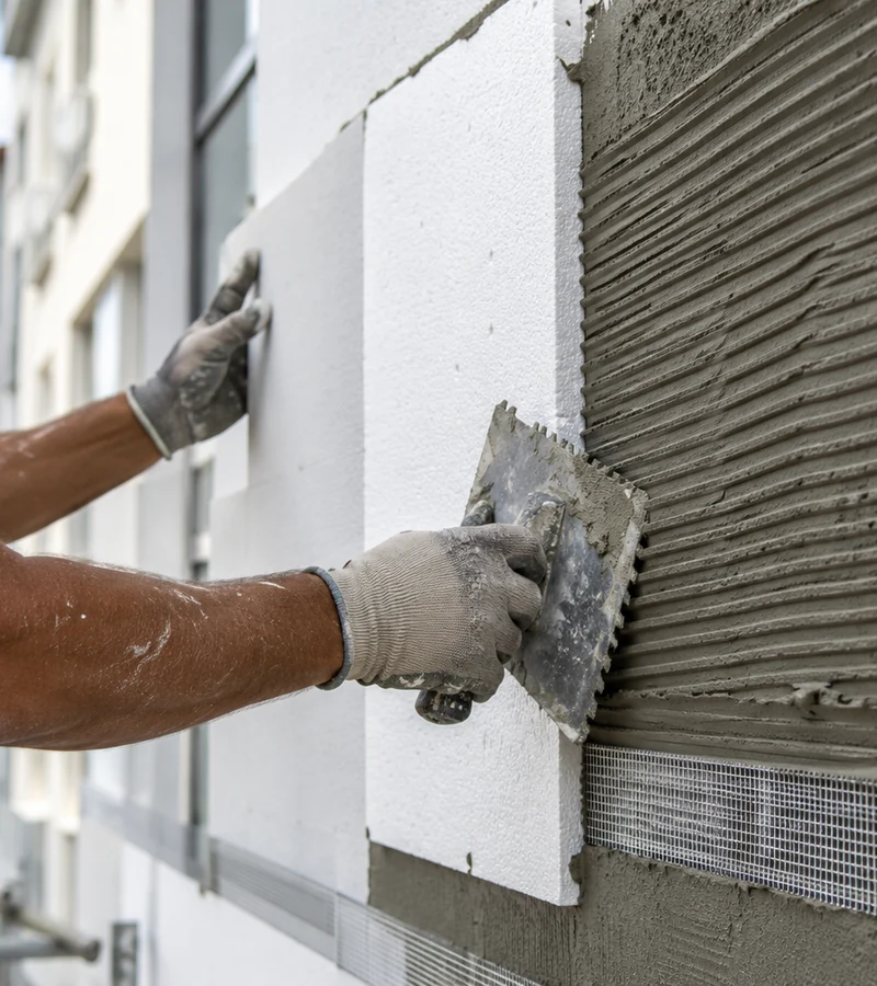 Instalación de SATE en fachada de edificio residencial en Vitoria-Gasteiz
